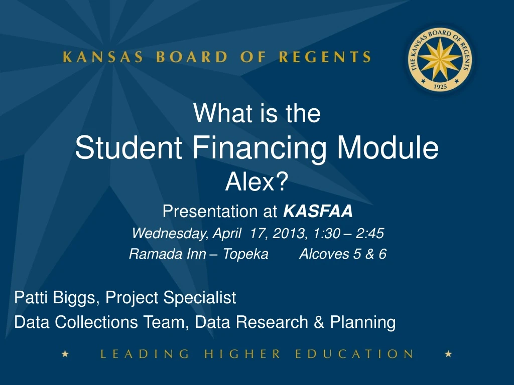 what is the student financing module alex