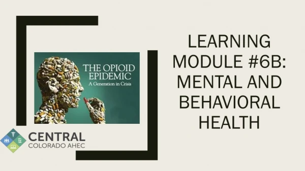 Learning Module #6B: Mental and Behavioral health