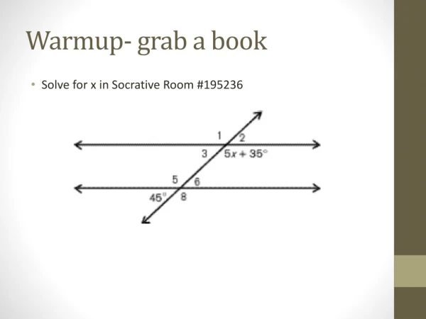 Warmup - grab a book