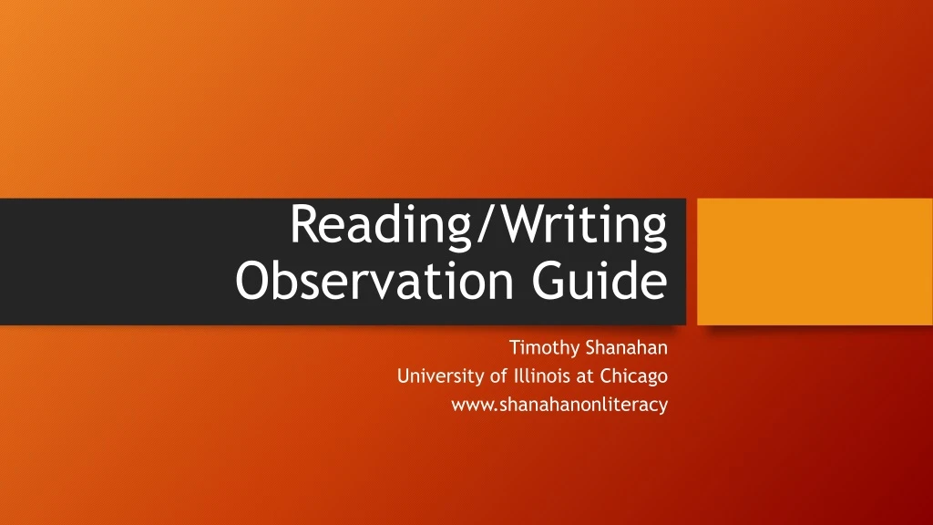 reading writing observation guide