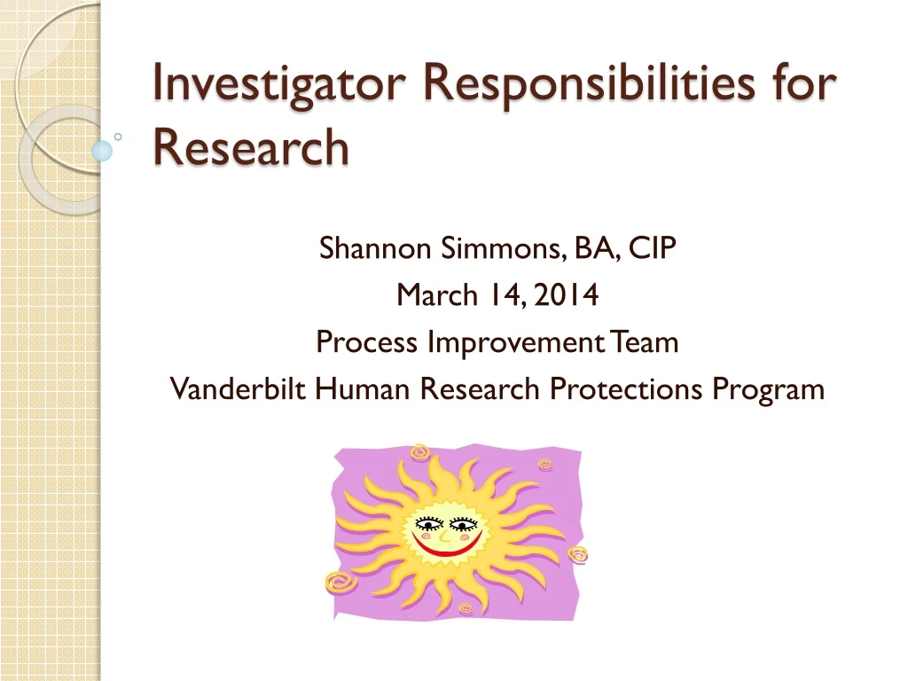 investigator responsibilities for research