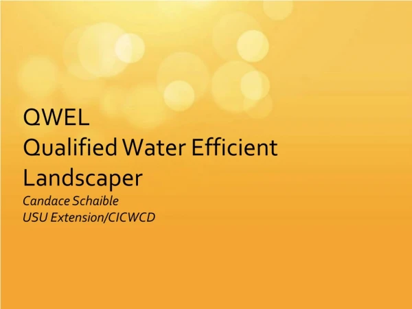 QWEL Qualified Water Efficient Landscaper Candace Schaible USU Extension/CICWCD