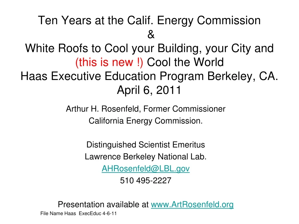 ten years at the calif energy commission white