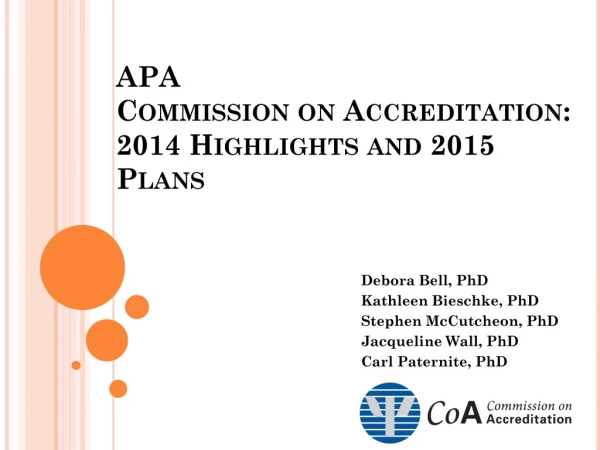 APA Commission on Accreditation: 2014 Highlights and 2015 Plans