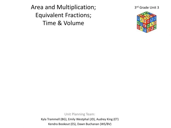Area and Multiplication; Equivalent Fractions; Time &amp; Volume