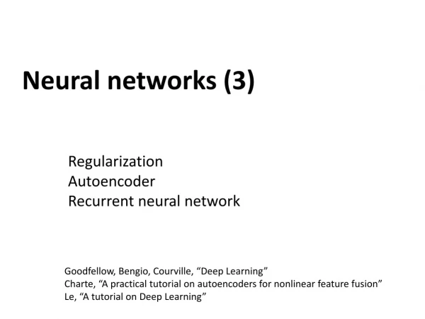 Neural networks (3)