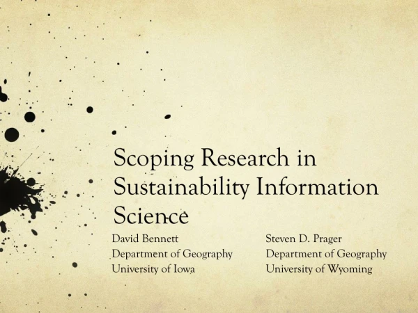 Scoping Research in Sustainability Information Science
