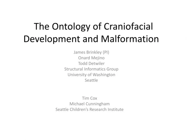 The Ontology of Craniofacial Development and Malformation