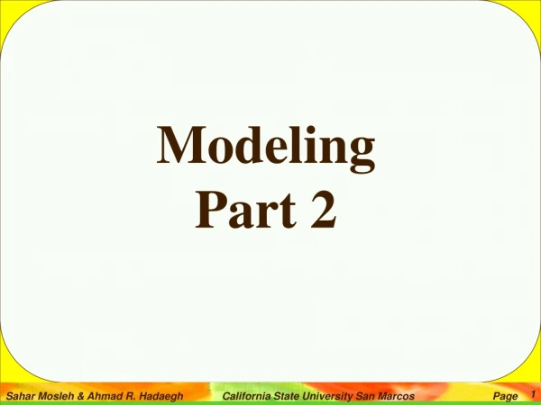 Modeling Part 2