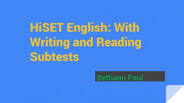HiSET English: With Writing and Reading Subtests