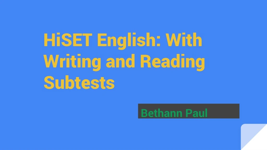 hiset english with writing and reading subtests