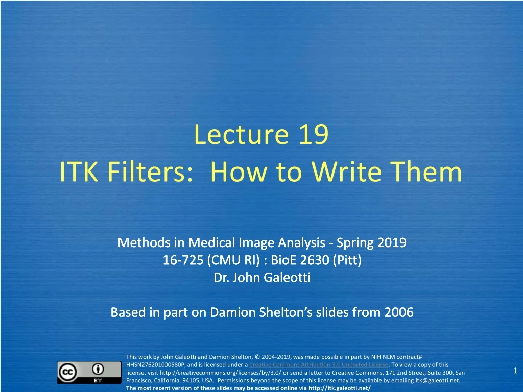 lecture 19 itk filters how to write them