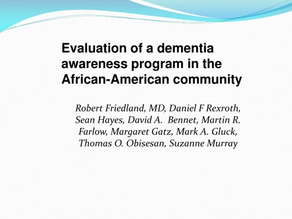 Evaluation of a dementia awareness program in the African-American community