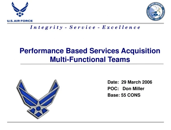 Performance Based Services Acquisition Multi-Functional Teams