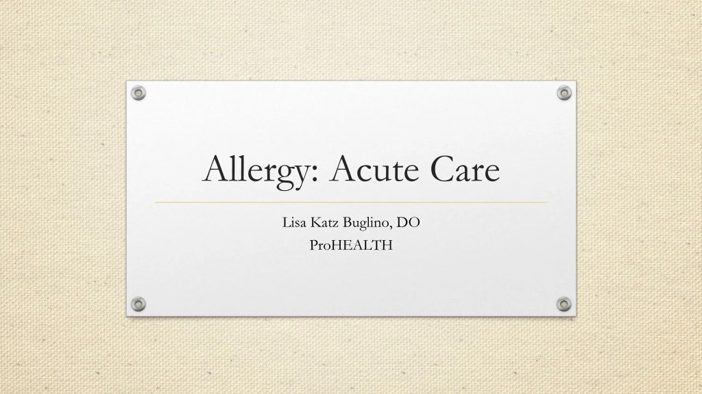 allergy acute care