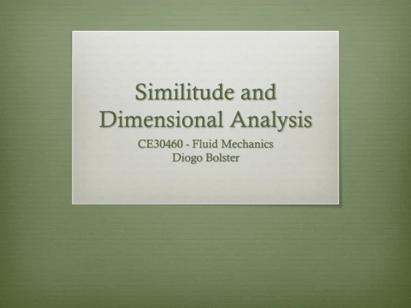 Similitude and Dimensional Analysis