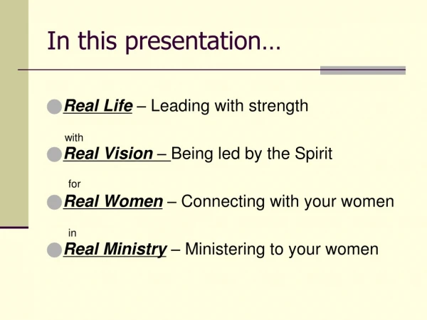 In this presentation…