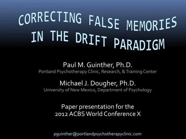 Correcting False memories in the drift paradigm
