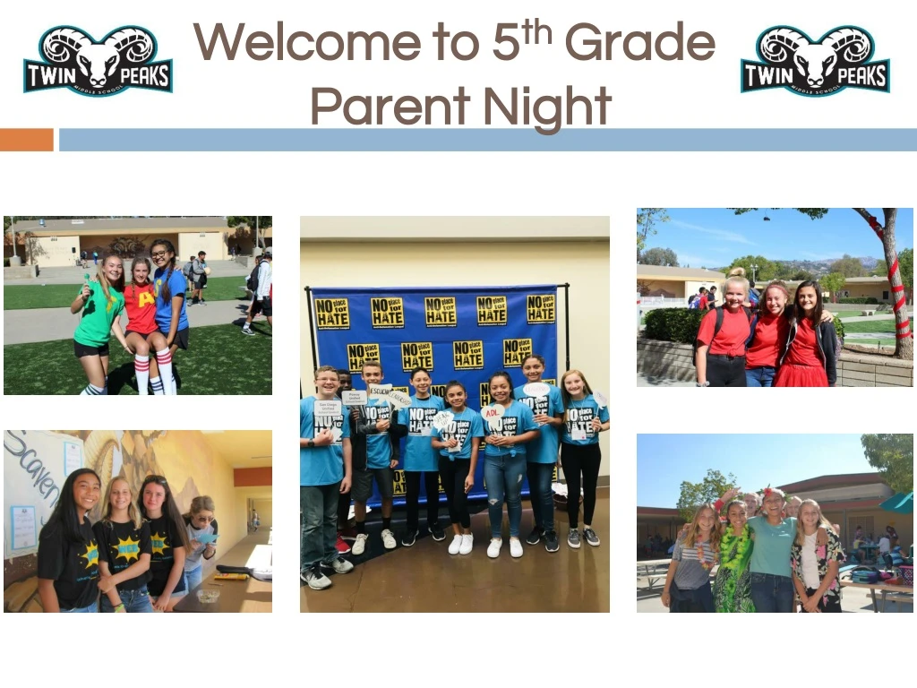 welcome to 5 th grade parent night