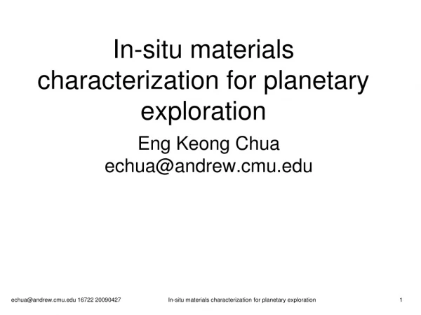 In-situ materials characterization for planetary exploration