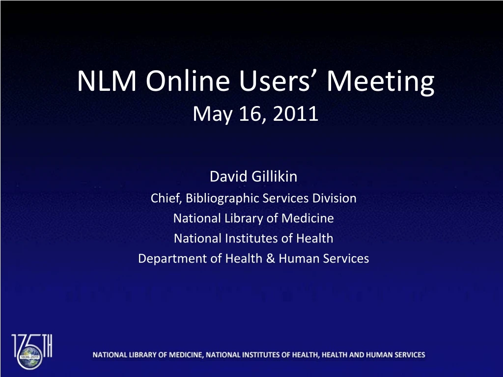 nlm online users meeting may 16 2011