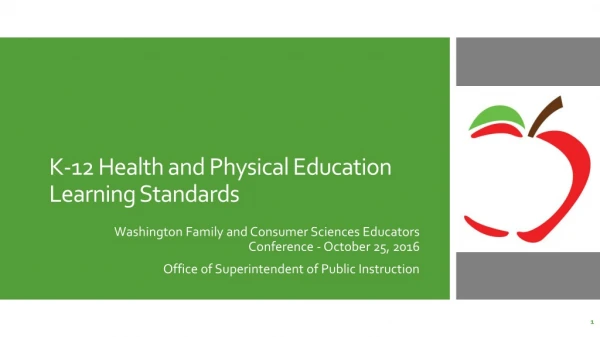 K-12 Health and Physical Education Learning Standards