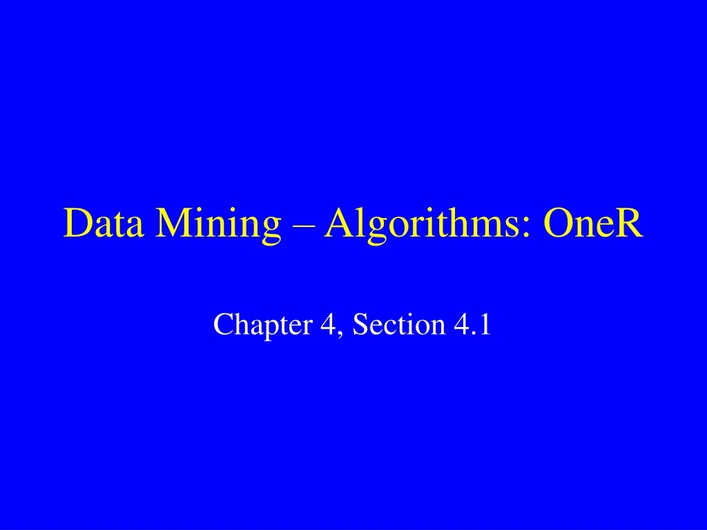 data mining algorithms oner