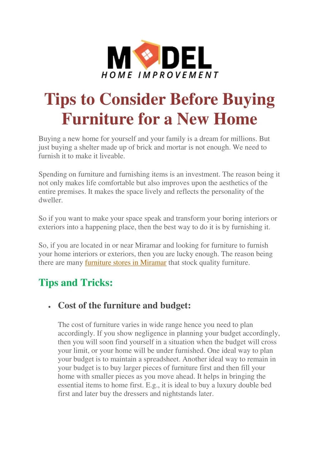 tips to consider before buying furniture