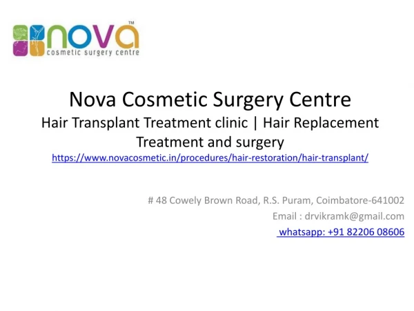 Hair transplant in coimbatore | Nova Cosmetic Surgery Centre