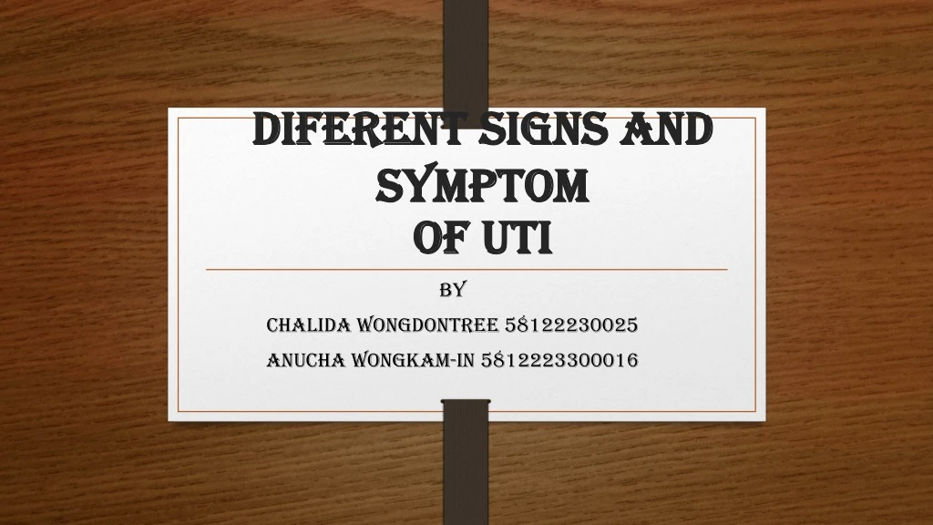 diferent signs and symptom of uti