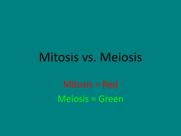 Mitosis vs. Meiosis