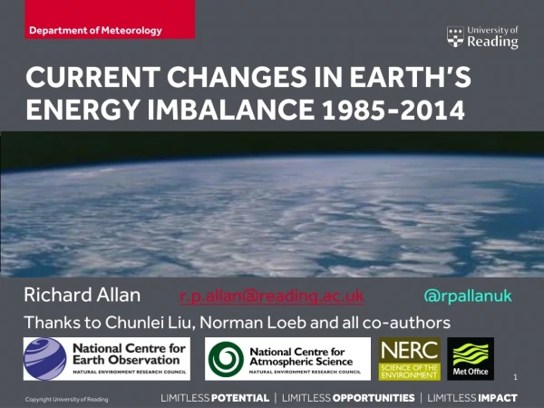 Current changes in Earth’s ENERGY imbalance 1985-2014