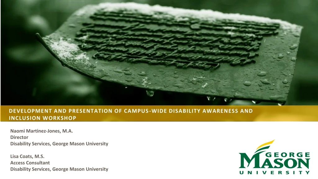 development and presentation of campus wide disability awareness and inclusion workshop