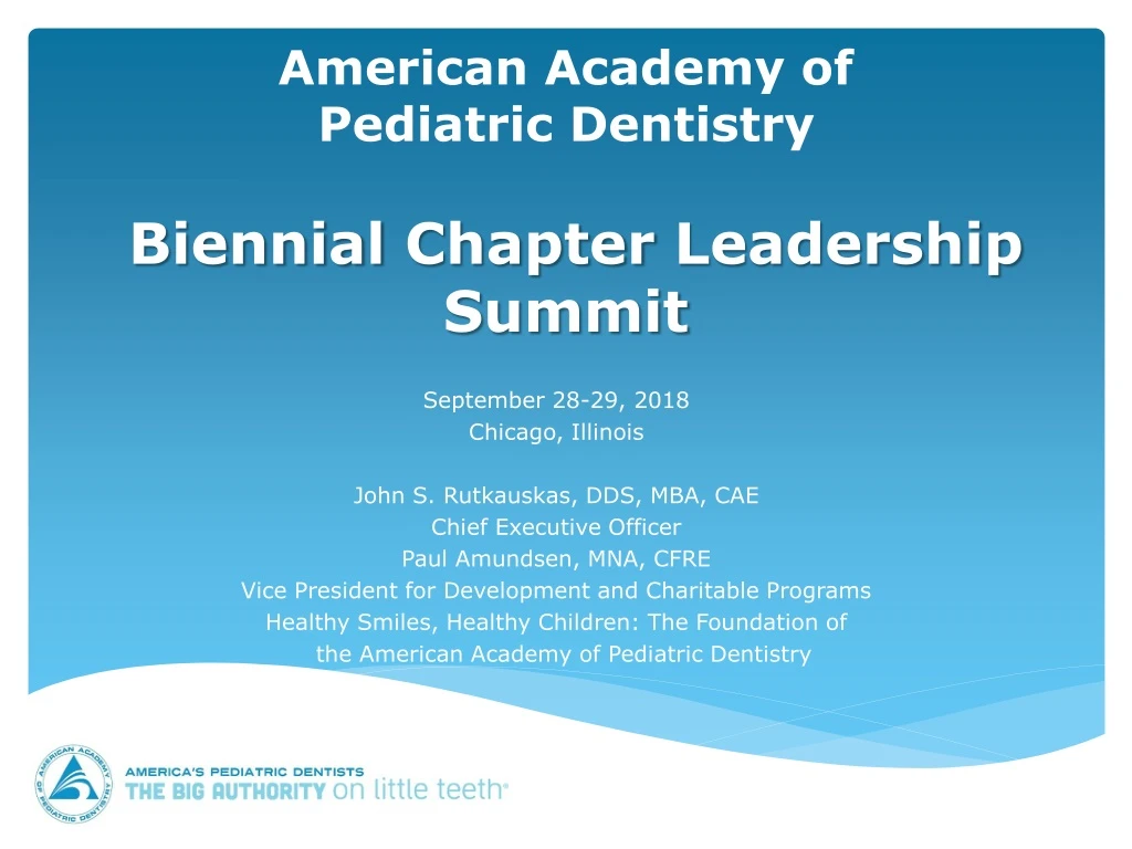 american academy of pediatric dentistry biennial chapter leadership summit