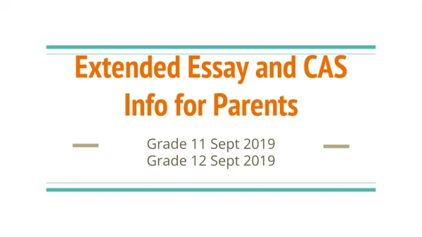 Extended Essay and CAS Info for Parents