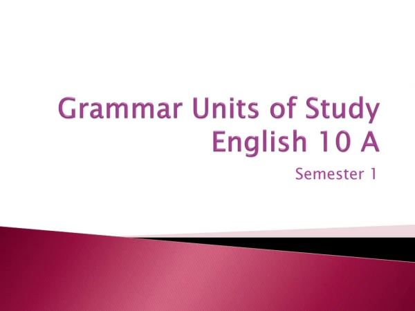 Grammar Units of Study English 10 A