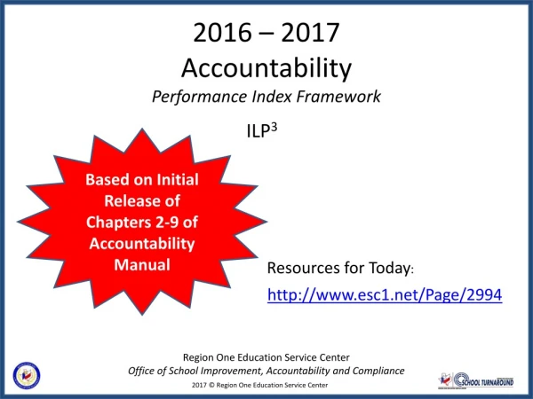 2016 – 2017 Accountability Performance Index Framework