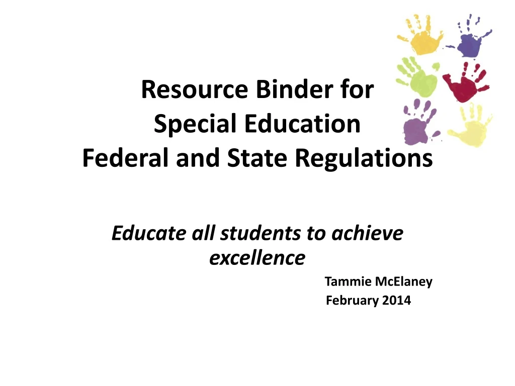 resource binder for special education federal and state regulations