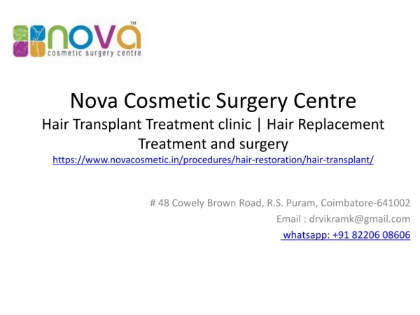 Best hair transplant in coimbatore | Nova Cosmetic Surgery Centre
