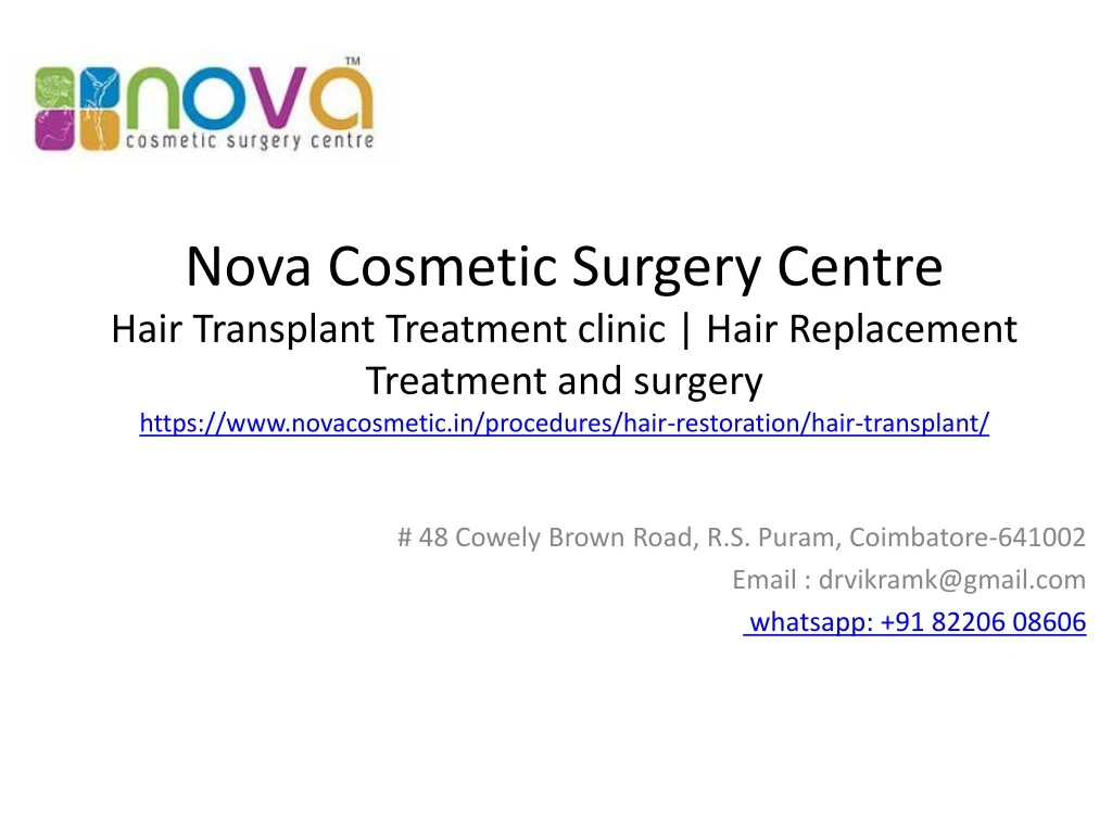 nova cosmetic surgery centre hair transplant
