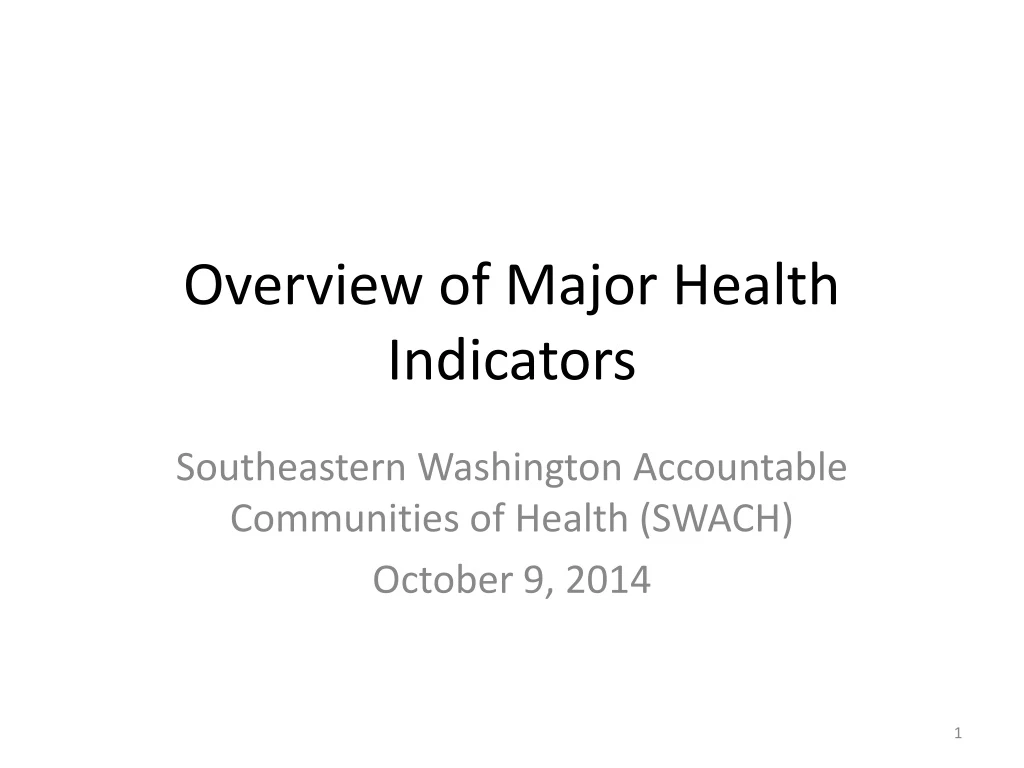 overview of major health indicators