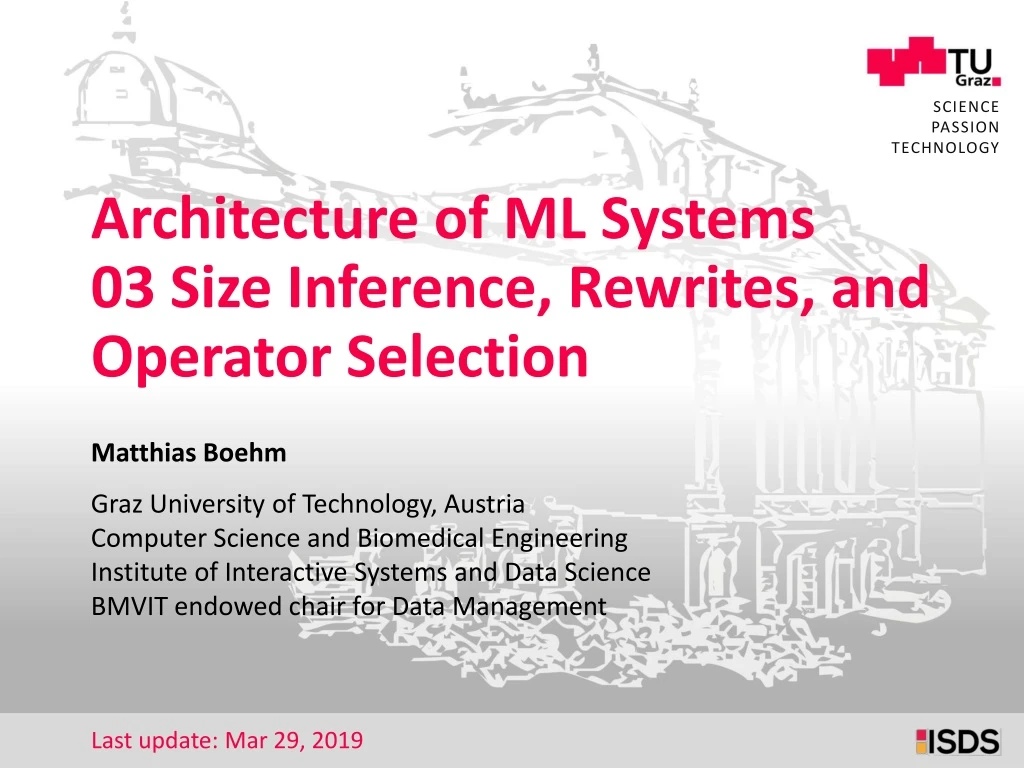 architecture of ml systems 03 size inference rewrites and operator selection