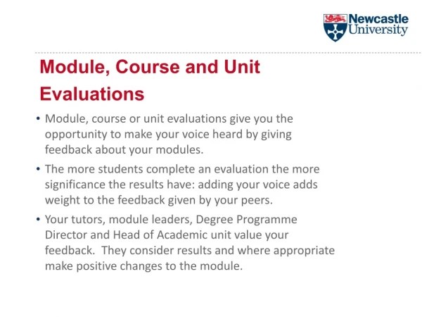 Module, Course and Unit Evaluations