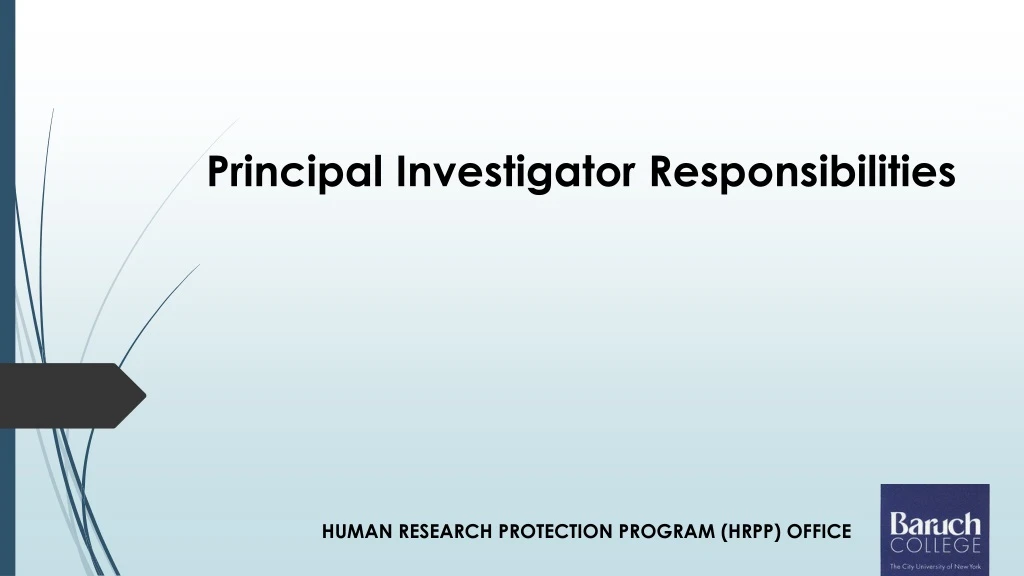 principal investigator responsibilities