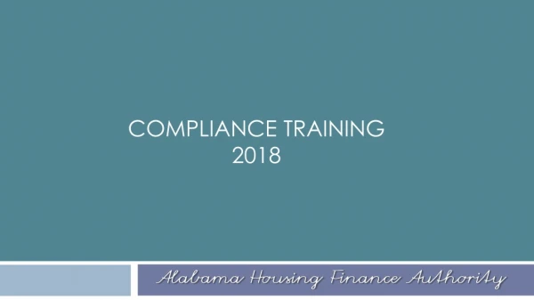 Compliance Training 2018
