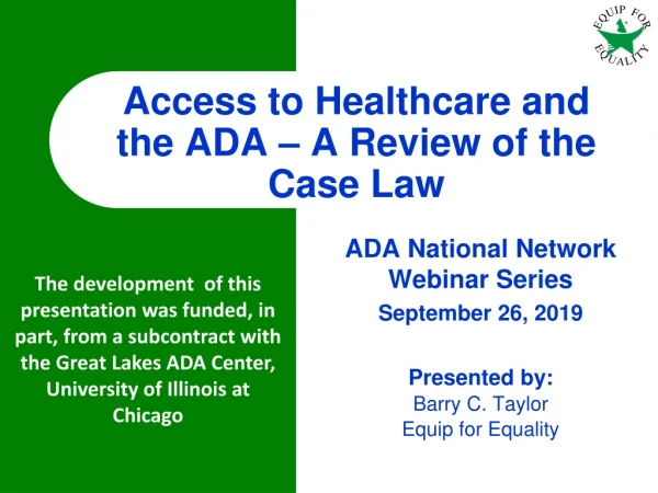 Access to Healthcare and the ADA – A Review of the Case Law