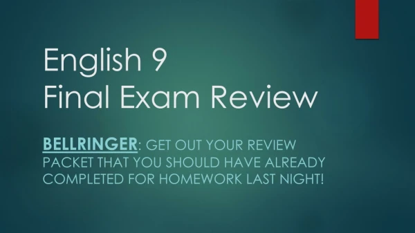 English 9 Final Exam Review