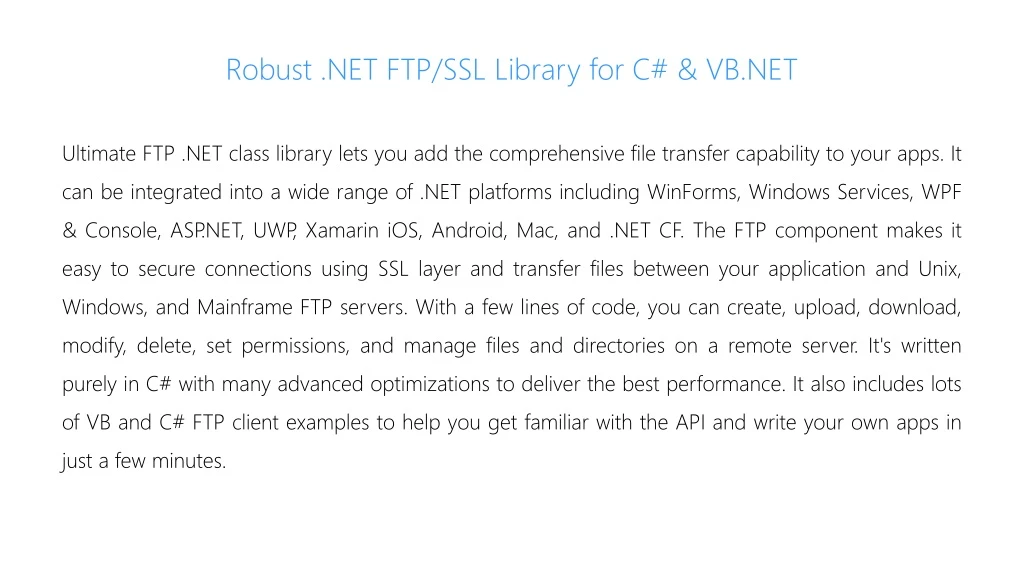 robust net ftp ssl library for c vb net