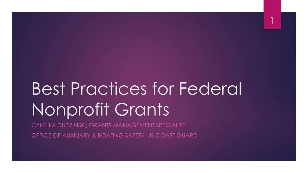 best practices for federal nonprofit grants