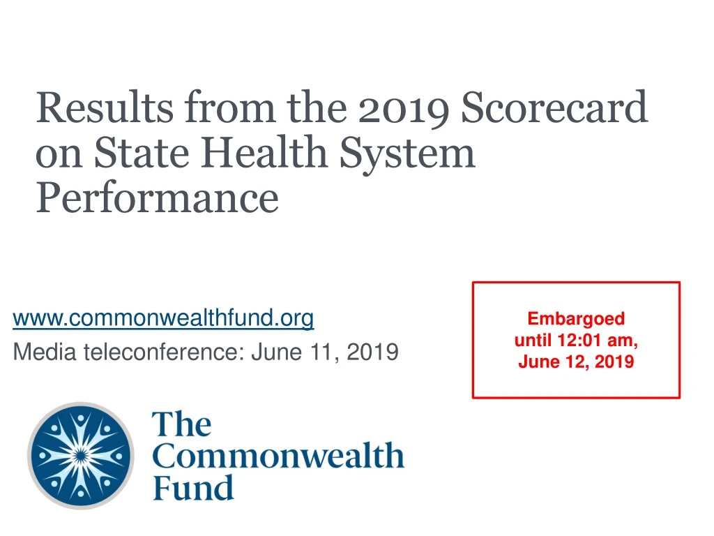results from the 2019 scorecard on state health system performance